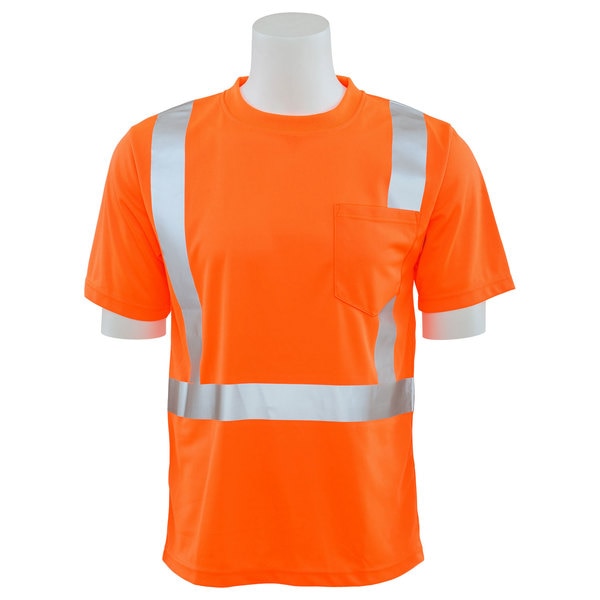 Erb Safety T-Shirt, Birdseye Mesh, Short Sleeve, Class 2, 9006S, Hi-Viz Orng, SM 61669